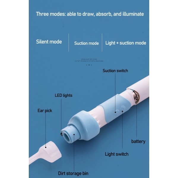 Limpa Ouvidos com LED e Sucção QA-ES2