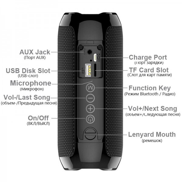 Coluna Bluetooth T&G 1200 mAh TG116