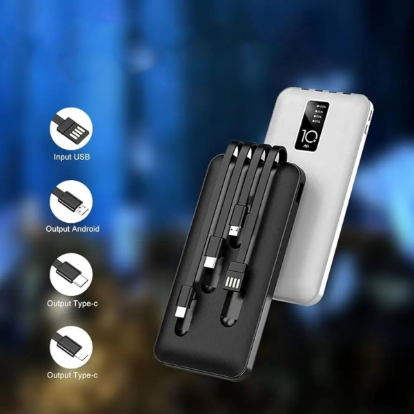 Powerbank 4 em 1 com Cabos Incorporados – 10.000mAh K-A81