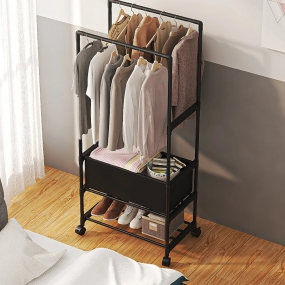 Organizador de Roupas Multifuncional com Rodas e Prateleiras 2