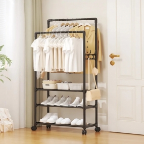 Organizador de Roupas Multifuncional com Rodas e Prateleiras