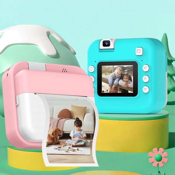 Câmara Infantil com Impressão Instantânea e Lente Rotativa