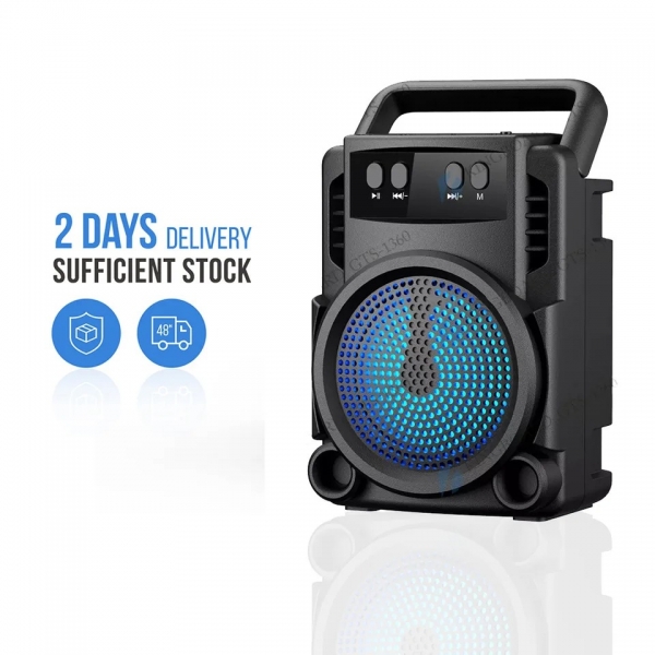 Coluna Bluetooth 3" GTS-1360 com Rádio FM e Luz...