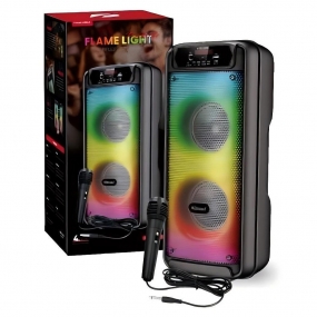 Coluna Bluetooth Flame Light com Microfone e Luzes RGB