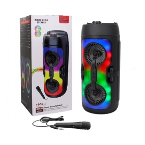 Coluna Bluetooth Super Bass com Microfone e Luzes LED RGB
