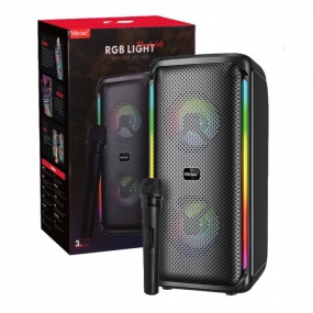 Coluna Portátil RGB com Microfone e Som Stereo